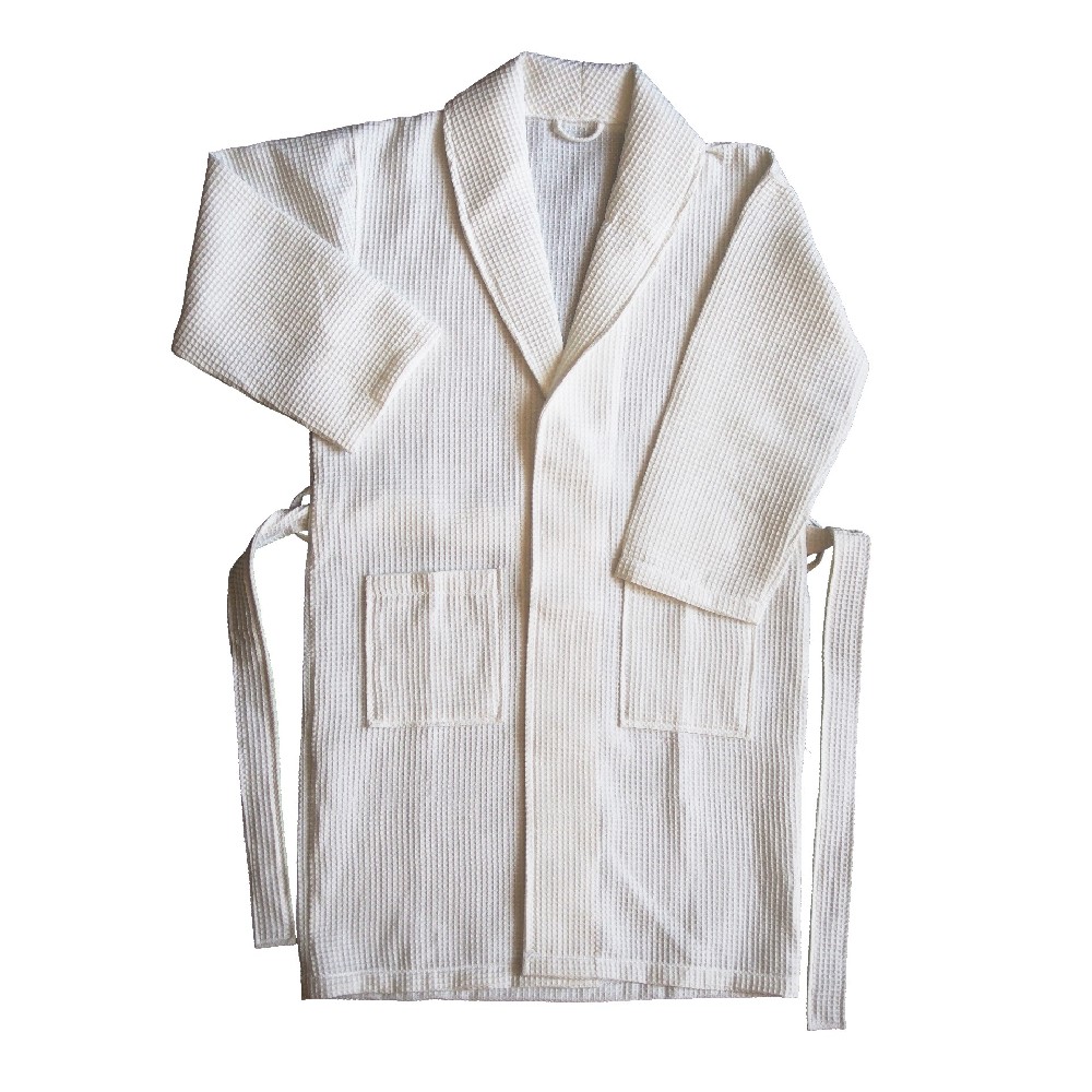 White waffle bathrobe