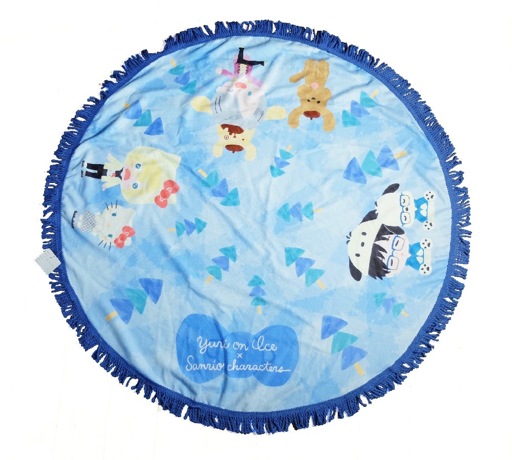 Circular polyester silk fringe beach towel