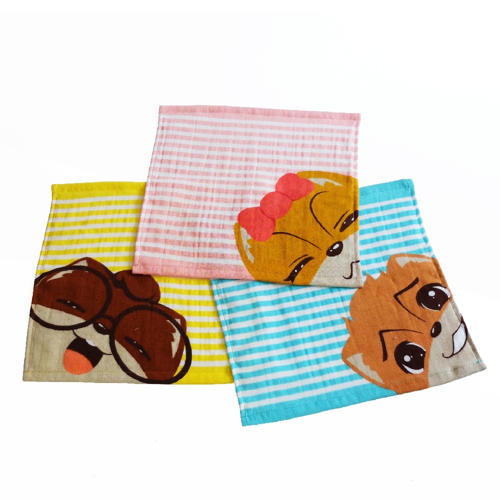 Three Squirrel Printed Square Towels